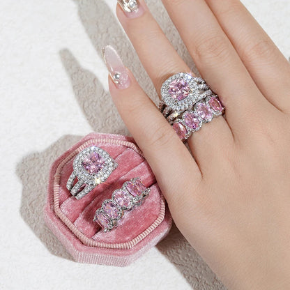 Forever Sparkle 2PC Cushion-Cut Bridal Ring Set