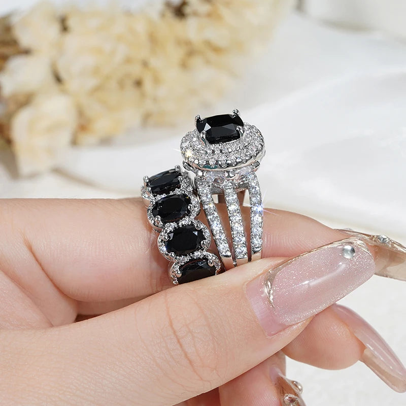 Forever Sparkle 2PC Cushion-Cut Bridal Ring Set