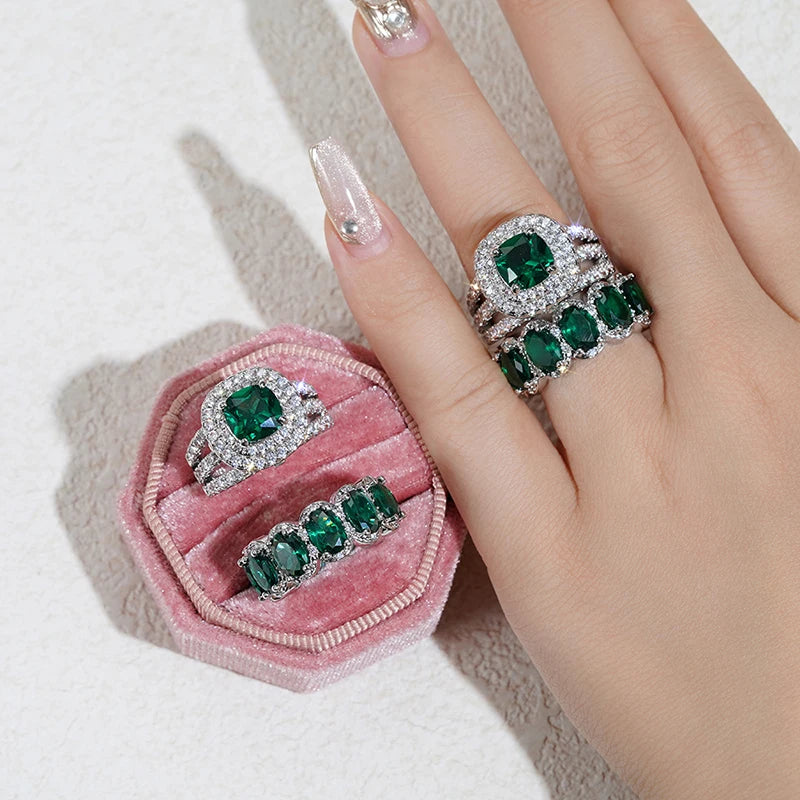 Forever Sparkle 2PC Cushion-Cut Bridal Ring Set